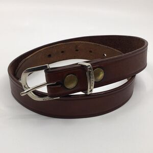 Vintage Cabelas cowhide leather belt brass grommets silver tone buckle Sz 32